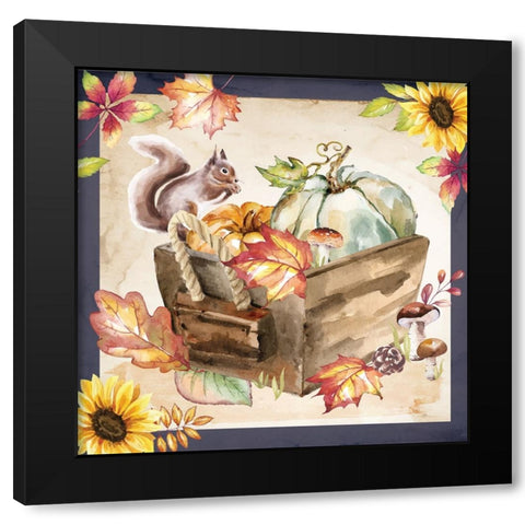 Fall Foliage Black Modern Wood Framed Art Print by ND Art