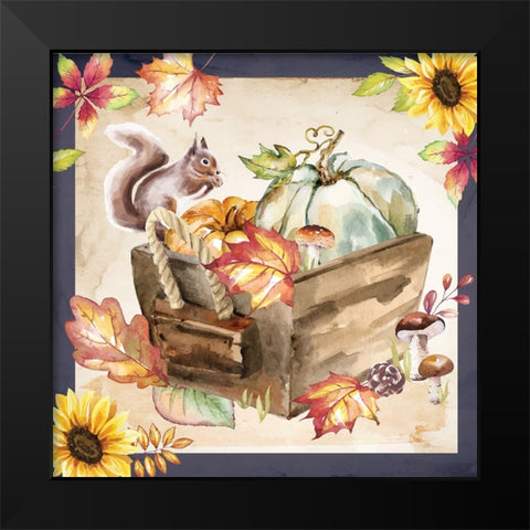 Fall Foliage Black Modern Wood Framed Art Print by ND Art