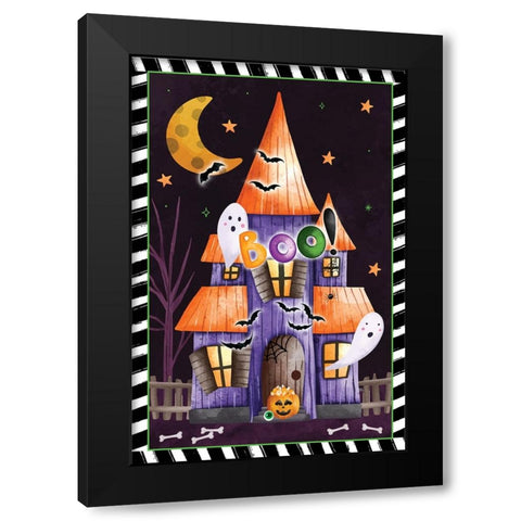 Haunted House Black Modern Wood Framed Art Print by ND Art