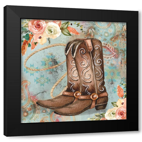 Cowboy Boots Black Modern Wood Framed Art Print by ND Art
