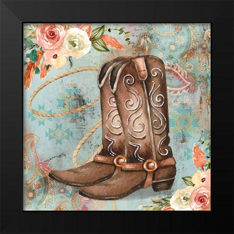 Cowboy Boots Black Modern Wood Framed Art Print by ND Art