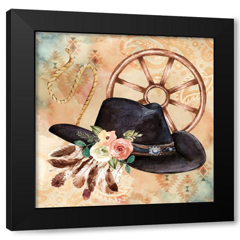 Cowboy Hat Black Modern Wood Framed Art Print by ND Art