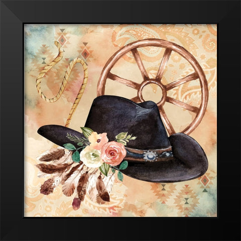 Cowboy Hat Black Modern Wood Framed Art Print by ND Art