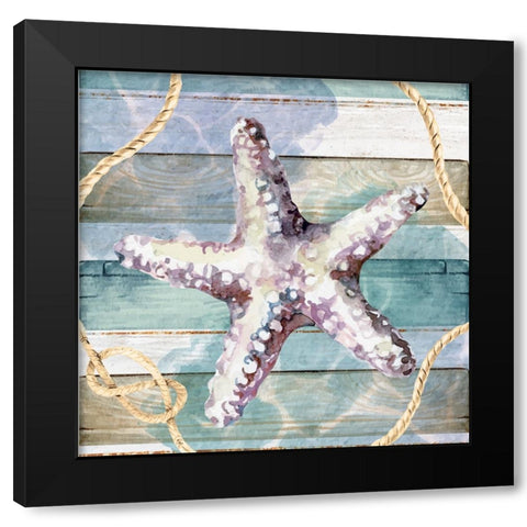 Starfish Black Modern Wood Framed Art Print by ND Art