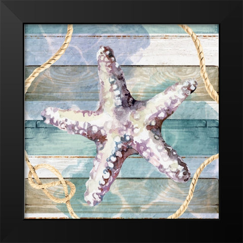 Starfish Black Modern Wood Framed Art Print by ND Art