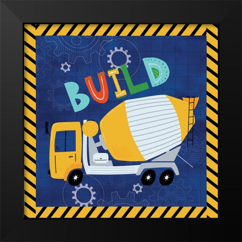 Build - Cement Truck Black Modern Wood Framed Art Print by ND Art