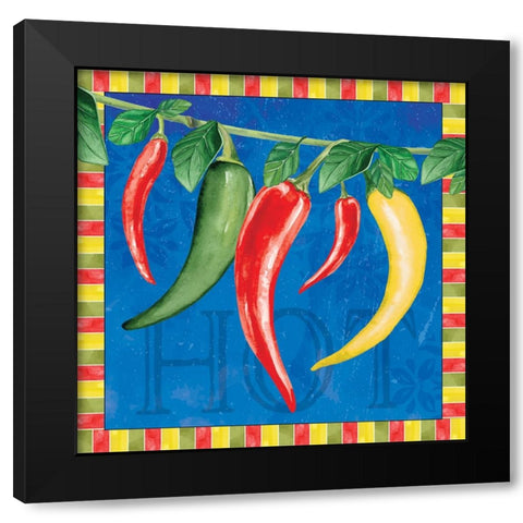 Chili Peppers III Black Modern Wood Framed Art Print with Double Matting by ND Art