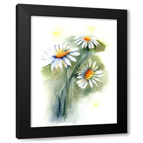 Daisies Black Modern Wood Framed Art Print with Double Matting by Shefranov, Olga