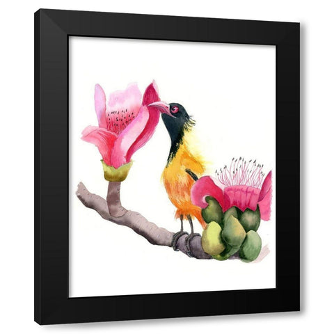 Pink Beak Black Modern Wood Framed Art Print with Double Matting by Shefranov, Olga