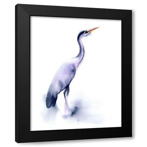 Crane Black Modern Wood Framed Art Print with Double Matting by Shefranov, Olga