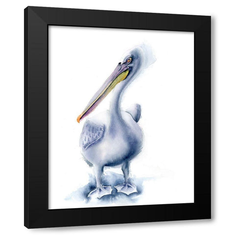 Pelican Blue Black Modern Wood Framed Art Print by Shefranov, Olga