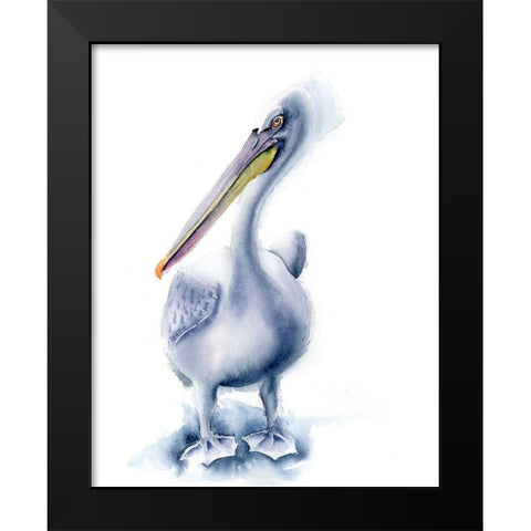 Pelican Blue Black Modern Wood Framed Art Print by Shefranov, Olga