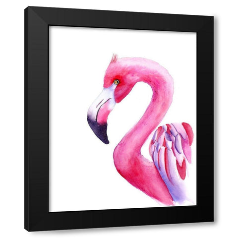 Flamingo Black Modern Wood Framed Art Print by Shefranov, Olga