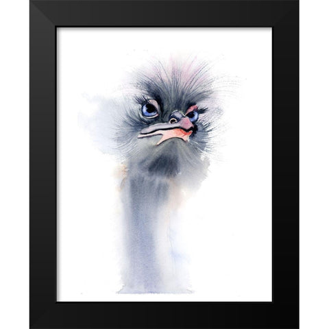 Ostrich Black Modern Wood Framed Art Print by Shefranov, Olga