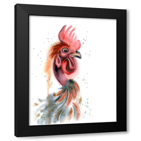 Rooster Black Modern Wood Framed Art Print by Shefranov, Olga