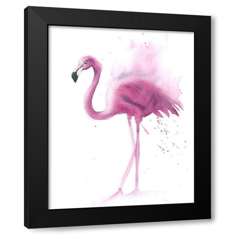 Flamingo V Black Modern Wood Framed Art Print with Double Matting by Shefranov, Olga