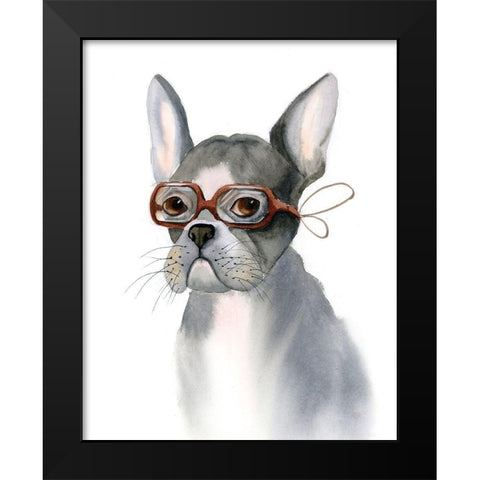 Frenchie Black Modern Wood Framed Art Print by Shefranov, Olga