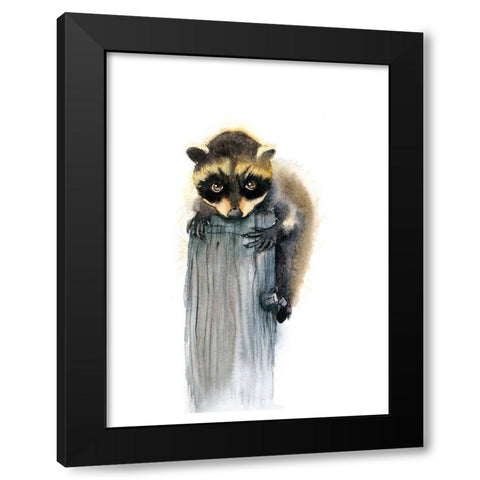 Baby Raccoon Black Modern Wood Framed Art Print by Shefranov, Olga