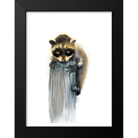 Baby Raccoon Black Modern Wood Framed Art Print by Shefranov, Olga