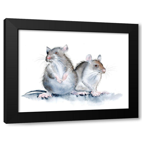Mice Black Modern Wood Framed Art Print with Double Matting by Shefranov, Olga