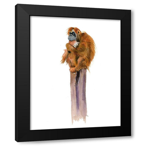 Monkey Black Modern Wood Framed Art Print with Double Matting by Shefranov, Olga