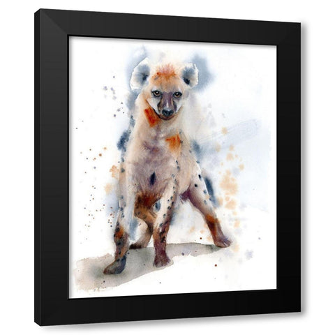 Hyena Black Modern Wood Framed Art Print with Double Matting by Shefranov, Olga