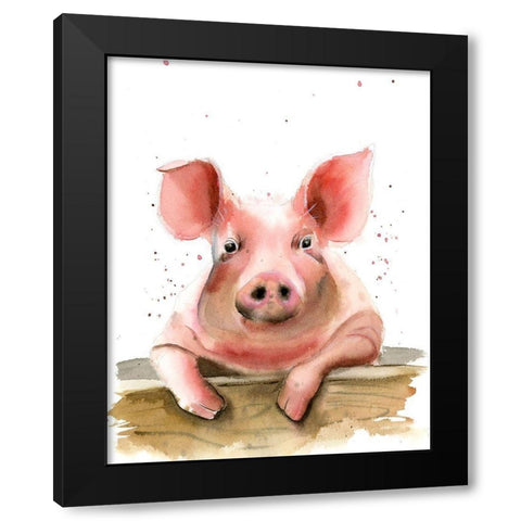Piglet Black Modern Wood Framed Art Print with Double Matting by Shefranov, Olga