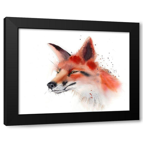 Fox Black Modern Wood Framed Art Print with Double Matting by Shefranov, Olga