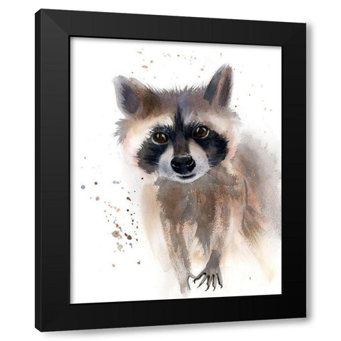 Raccoon Black Modern Wood Framed Art Print by Shefranov, Olga