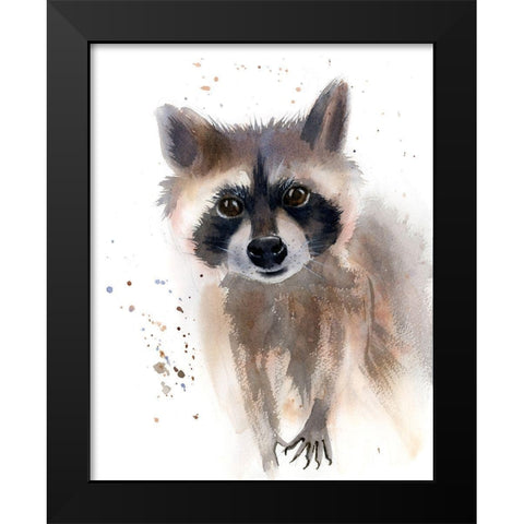 Raccoon Black Modern Wood Framed Art Print by Shefranov, Olga