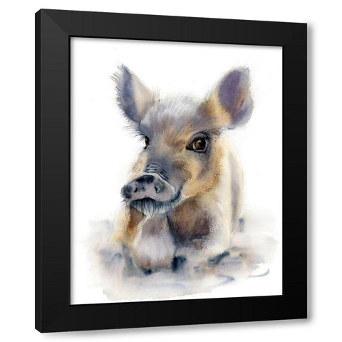 Pig Black Modern Wood Framed Art Print by Shefranov, Olga