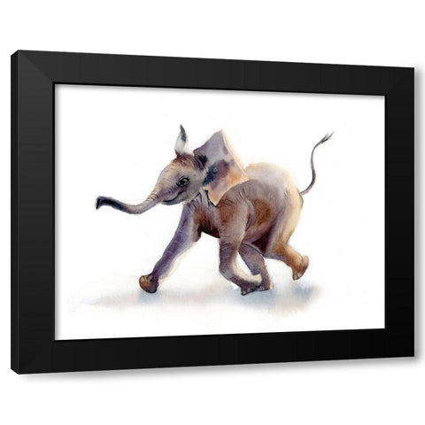 Elephant Black Modern Wood Framed Art Print by Shefranov, Olga
