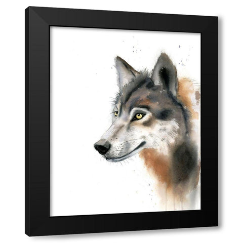 Wolf Black Modern Wood Framed Art Print by Shefranov, Olga