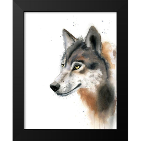 Wolf Black Modern Wood Framed Art Print by Shefranov, Olga