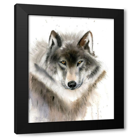 Wolf II Black Modern Wood Framed Art Print with Double Matting by Shefranov, Olga