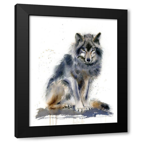 Wolf IV Black Modern Wood Framed Art Print with Double Matting by Shefranov, Olga