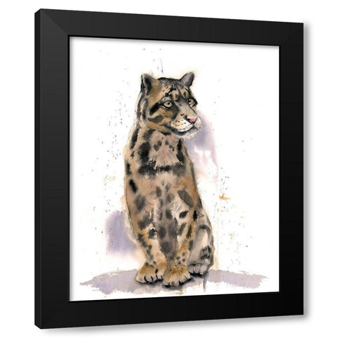 Wild Cat Black Modern Wood Framed Art Print with Double Matting by Shefranov, Olga