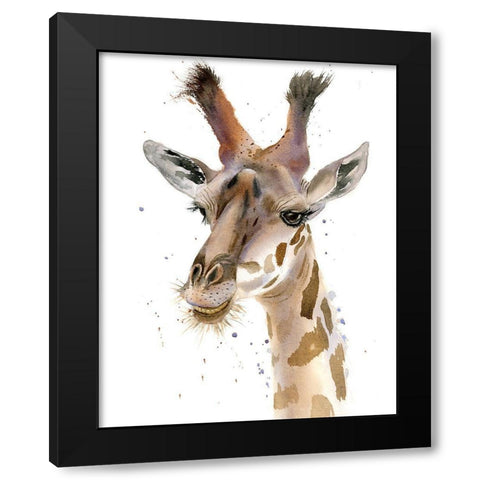 Giraffe Black Modern Wood Framed Art Print with Double Matting by Shefranov, Olga