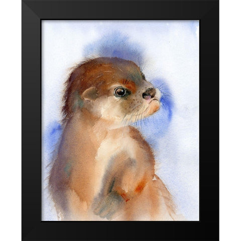 Otter Black Modern Wood Framed Art Print by Shefranov, Olga