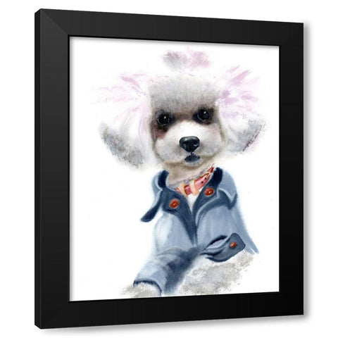 Dog Wearing Clothes Black Modern Wood Framed Art Print with Double Matting by Shefranov, Olga