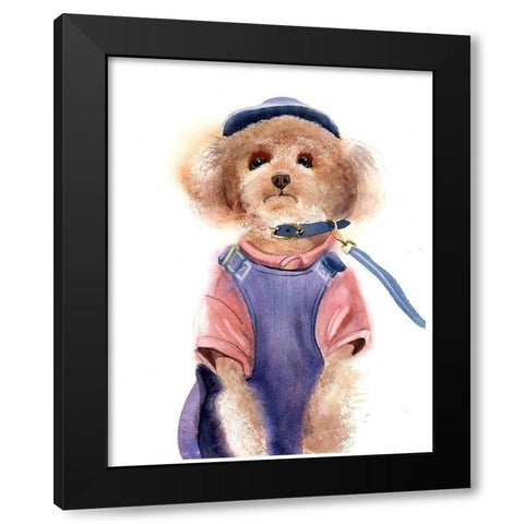 Dog Wearing Clothes II Black Modern Wood Framed Art Print with Double Matting by Shefranov, Olga