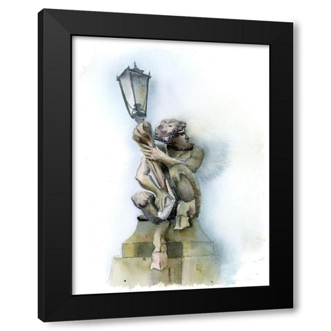 Lamp Post Black Modern Wood Framed Art Print with Double Matting by Shefranov, Olga