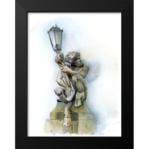 Lamp Post Black Modern Wood Framed Art Print by Shefranov, Olga