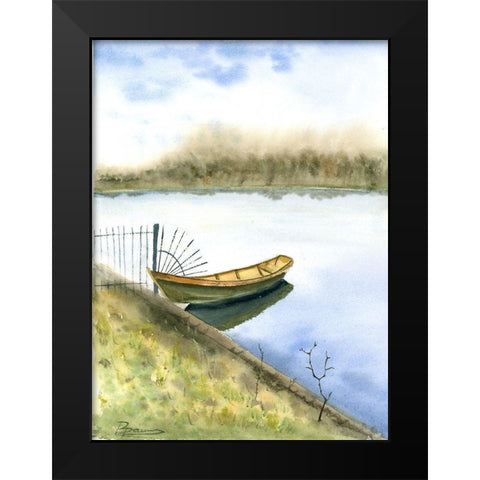 Boat on the Water Black Modern Wood Framed Art Print by Shefranov, Olga