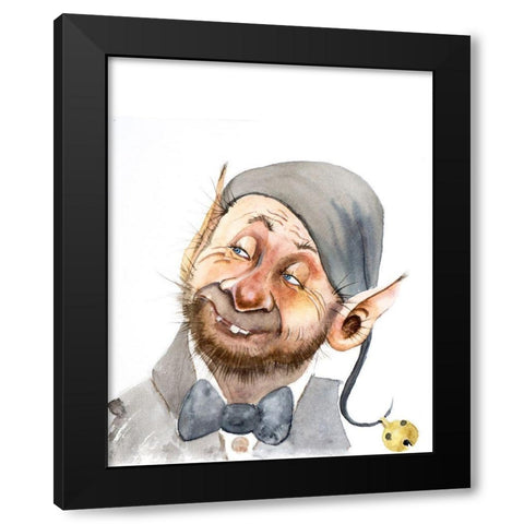 Bow Tie Guy Black Modern Wood Framed Art Print by Shefranov, Olga