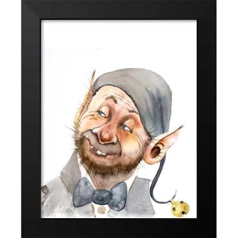 Bow Tie Guy Black Modern Wood Framed Art Print by Shefranov, Olga