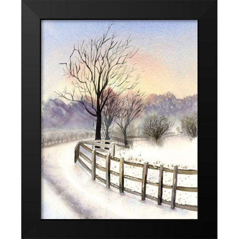Winter Scene Black Modern Wood Framed Art Print by Shefranov, Olga