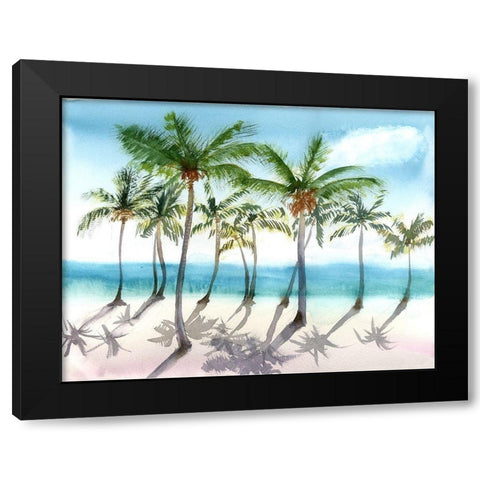 Palm Trees Black Modern Wood Framed Art Print with Double Matting by Shefranov, Olga