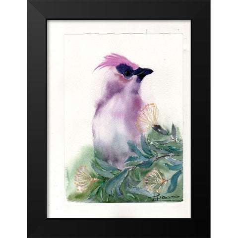 Purple Bird Black Modern Wood Framed Art Print by Shefranov, Olga