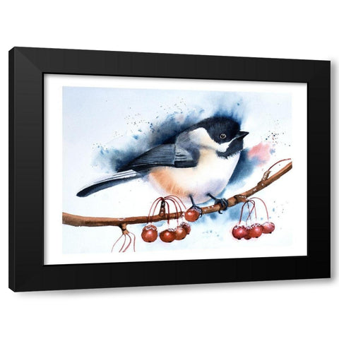 Chickadee Black Modern Wood Framed Art Print with Double Matting by Shefranov, Olga